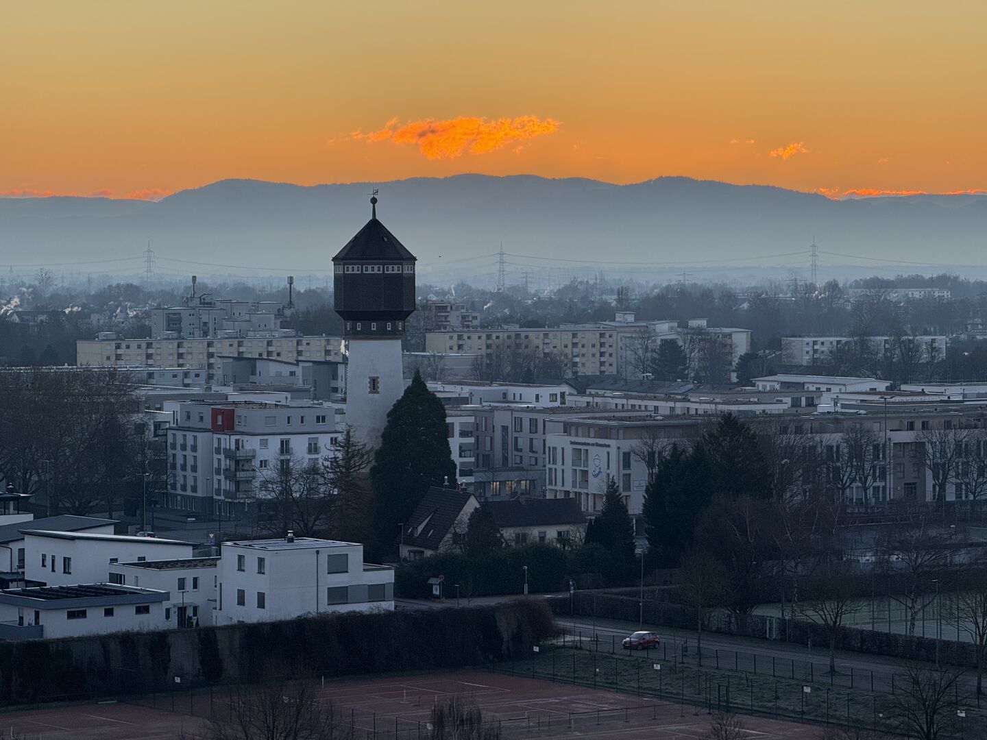 View of Ortenau with mountains in the distance.